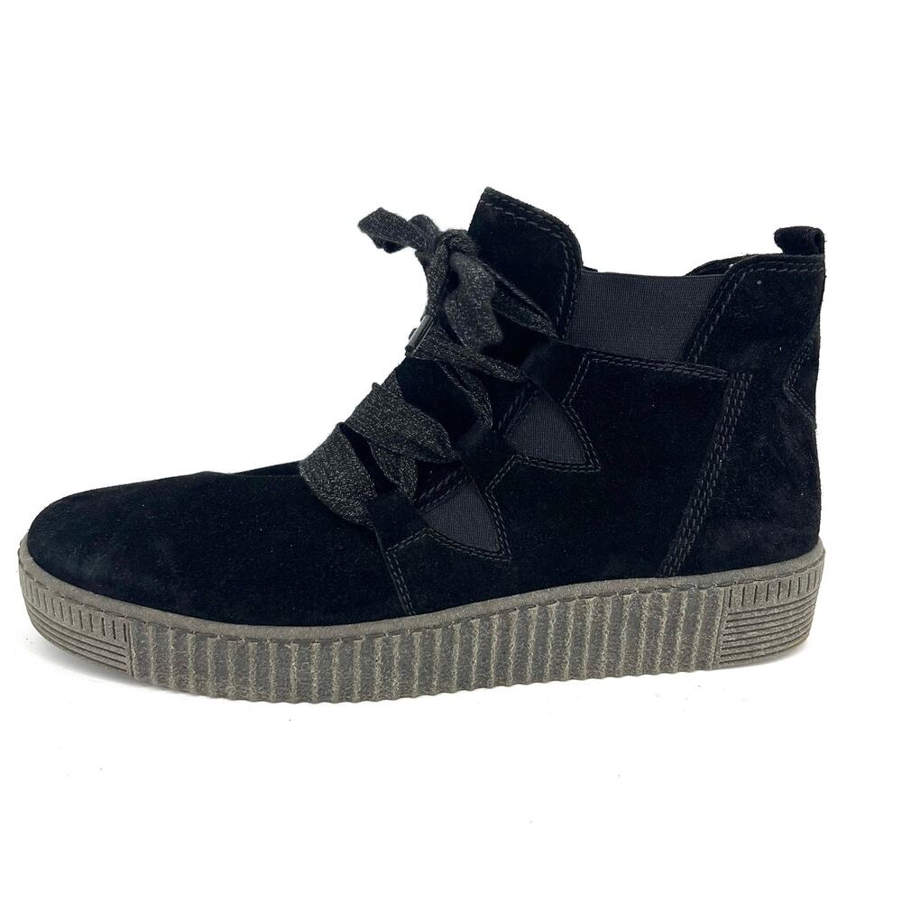 Gabor Women's 9-9.5 Lance‎ Black Suede Lace up Comfort Ankle Boots